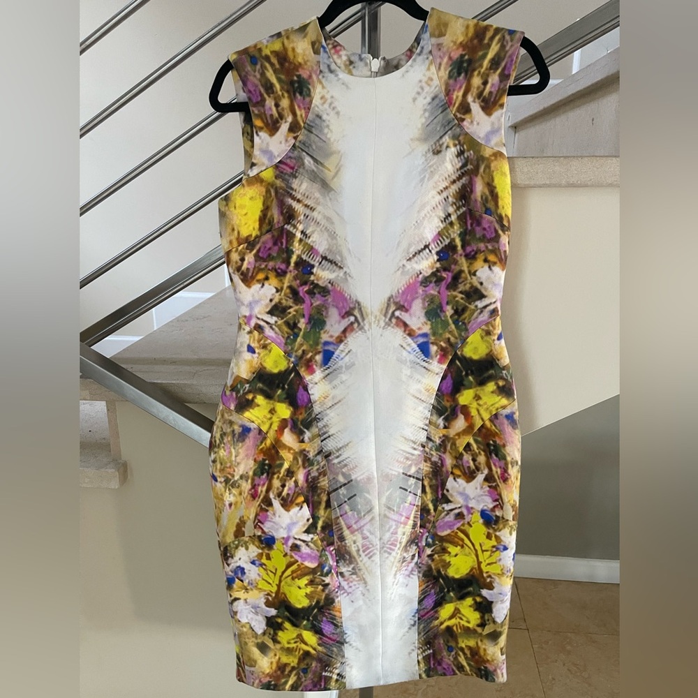 Monique Luhillier Elegant Abstract Print Sleeveless Dress